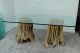 Vtg Naturalistic Free Form Japanese Cypress Root Desk Dining Table W/ Glass Top Post-1950 photo 2