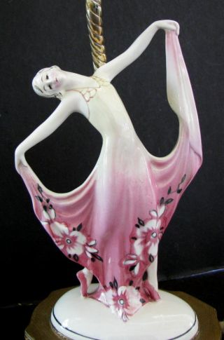 Vintage 1930s Katzhutte Art Deco Lamp Dancing Porcelain Lady photo