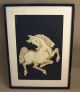 Vtg Nisaburo Ito Gold Horse Japanese Woodblock Print Signed 1950s Japan Uchida Prints photo 2