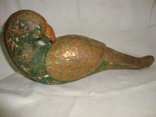 1850s Vintage Old Rare Double Brass Fitted Antique Parrot Statue Figurine photo