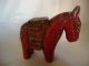 Old Rare Handmade Red Emboss Painted Colorful Horse Baby Wooden Statue Figurine India photo 1