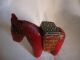 Old Rare Handmade Red Emboss Painted Colorful Horse Baby Wooden Statue Figurine India photo 2