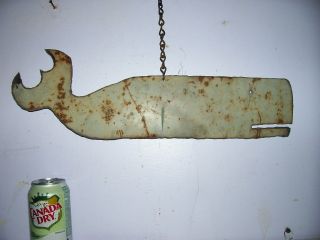Hanging Rusted Gray Metal Whale App; 19  Long Great Display Piece photo