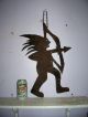 Great Red Rusted Indian Whirligig ? Weathervane ? Sign Hanging From Old Rusted Primitives photo 2
