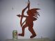 Great Red Rusted Indian Whirligig ? Weathervane ? Sign Hanging From Old Rusted Primitives photo 4
