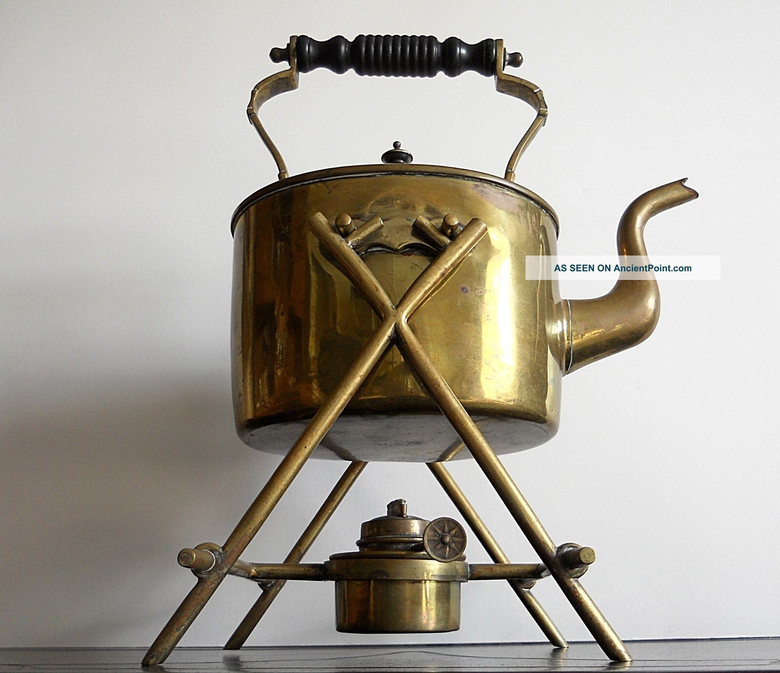 Antique 1870 ' S Brass Spirit Kettle & Warming Stand By William Soutter & Sons Primitives photo