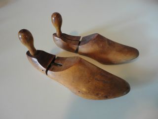 2 Vintage Miller O.  A.  M.  Co.  Wooden Shoe Trees / Two Right Shoes / Stretchers photo