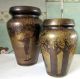 2 Unusual Antique Dutch Secessionist Art Nouveau Multi Patinated Bronze Vases Metalware photo 1