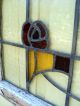 Antique Victorian Rose Stained Glass Stainedglass Leaded Window Red Yellow Clear 1900-1940 photo 2