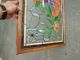 50384 Stained Glass Leaded Window With Jewels In Wood Frame 1940-Now photo 8