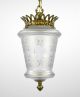 Antique Lantern Pendant Light Restored Vintage Brass Bronze Glass Chandelier Old Chandeliers, Fixtures, Sconces photo 5