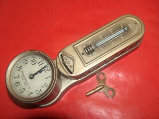 Old Vtg M - H - R Heat Regulator Art Deco Clock Thermostat Model 77 Solid Brass photo