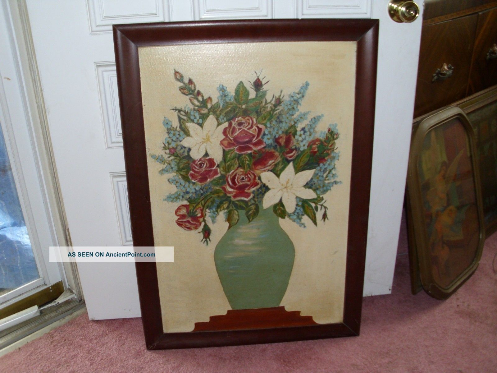 Acrylic Flower And Vase Picture/ Found In Attic Other photo