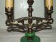 Vintage Working 1930 ' S Art Deco Jadite Candelabra Table Lamp Dual Candle Light Art Deco photo 3