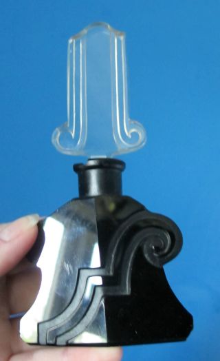 Art Deco Black Glass Perfume Bottle.  Item.  Large.  Must See. photo