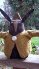 Very Prim And Folky Black Stump Spring Thyme Bunny Wool Felt Jacket Pfatt Primitives photo 5