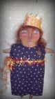 Prim And Folky Olde Thyme Doll Blue Star Dress N Paper Crown Pfatt Primitives photo 3