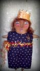 Prim And Folky Olde Thyme Doll Blue Star Dress N Paper Crown Pfatt Primitives photo 8