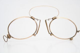 Pince Nez Glasses Antique Eyeglasses 12k Gold Filled Spring Bridge 1258 photo