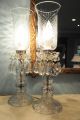 Vintage Boudoir - Mantle Lamps - Palm Leaf - Candlewick Pattern Bases W/ Prisms Lamps photo 1