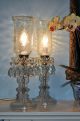 Vintage Boudoir - Mantle Lamps - Palm Leaf - Candlewick Pattern Bases W/ Prisms Lamps photo 2