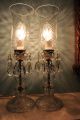 Vintage Boudoir - Mantle Lamps - Palm Leaf - Candlewick Pattern Bases W/ Prisms Lamps photo 4