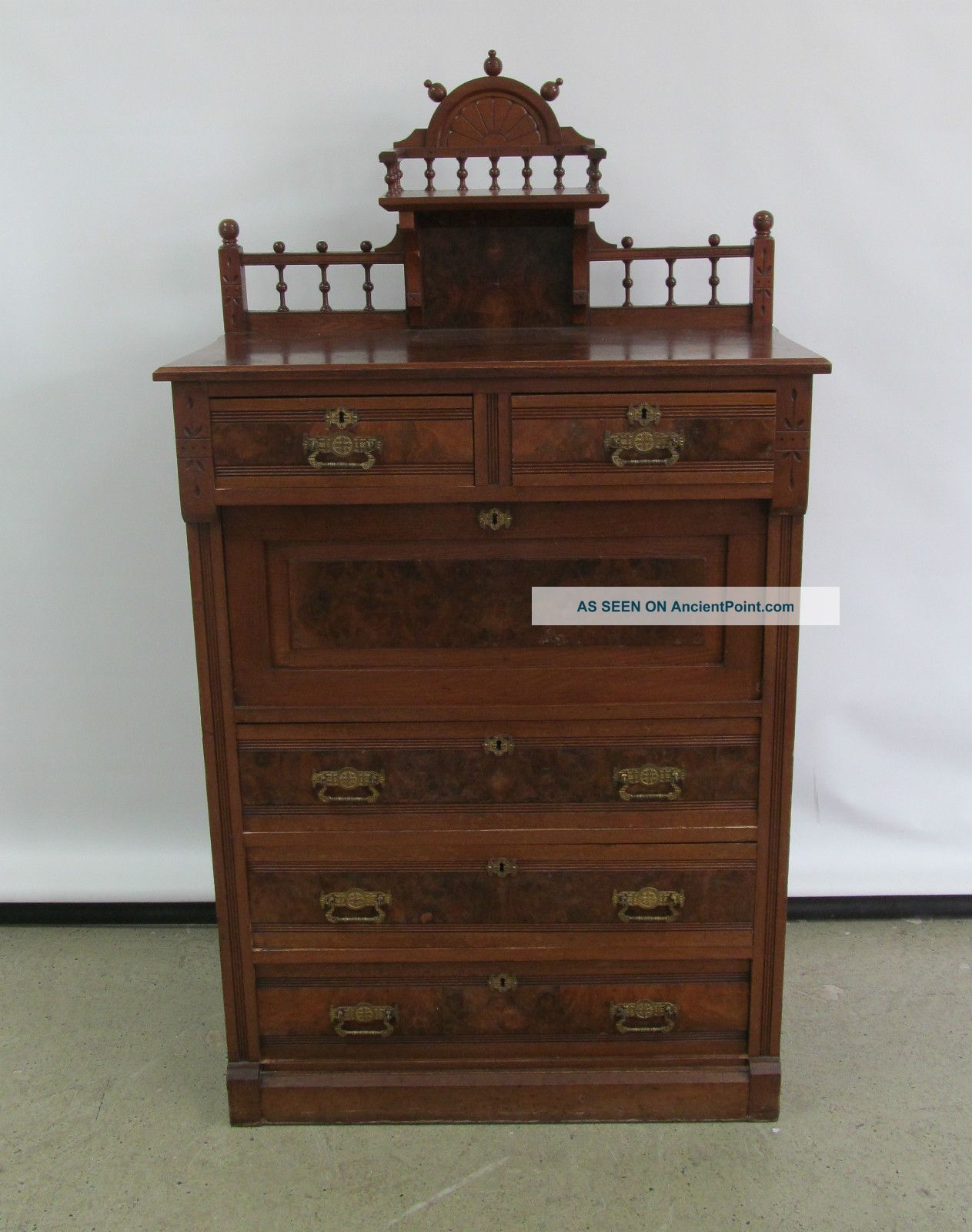 Antique Victorian Dresser Chest Antique Dresser Burl Walnut Desk Chest 1800-1899 photo