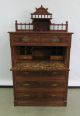 Antique Victorian Dresser Chest Antique Dresser Burl Walnut Desk Chest 1800-1899 photo 4