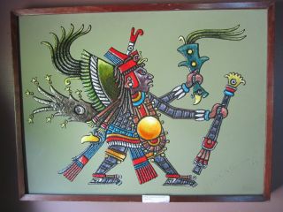 Mayan Painting On Canvas By Felipe Islas 1969 Art photo