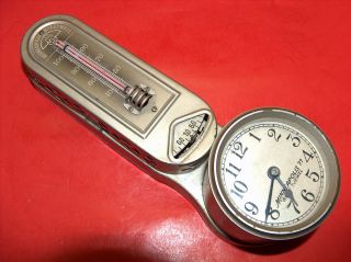 Vtg Old M - H - R Solid Brass Model 77 Heat Regulator Art Deco Clock Thermostat photo