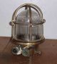 Nautical C1960 German Fishing Trawler Ceiling Lamp Solid Brass Caged Electric Uncategorized photo 1