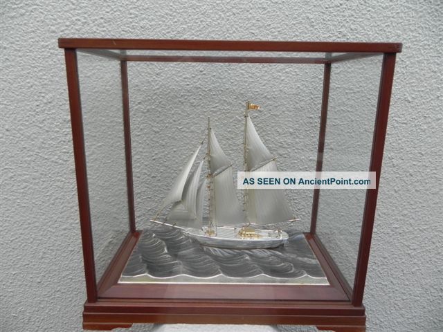 Very Large Finest Signed Japanese 2 Masted Sterling Silver Model Ship Seki Japan Other photo