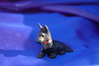 Antique Iron Hubley Scottish Terrier Red Collar Paperweight Card Holder Slot photo