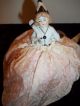 Vtg Rare German Porcelain Clown Half Doll Pincushion Hand Painted Fan Hat 14802 Pin Cushions photo 3