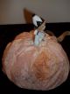 Vtg Rare German Porcelain Clown Half Doll Pincushion Hand Painted Fan Hat 14802 Pin Cushions photo 4