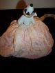 Vtg Rare German Porcelain Clown Half Doll Pincushion Hand Painted Fan Hat 14802 Pin Cushions photo 6