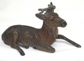 Antique Cast Metal Deer Stag Miniature Figurine Statue Marked Germany photo
