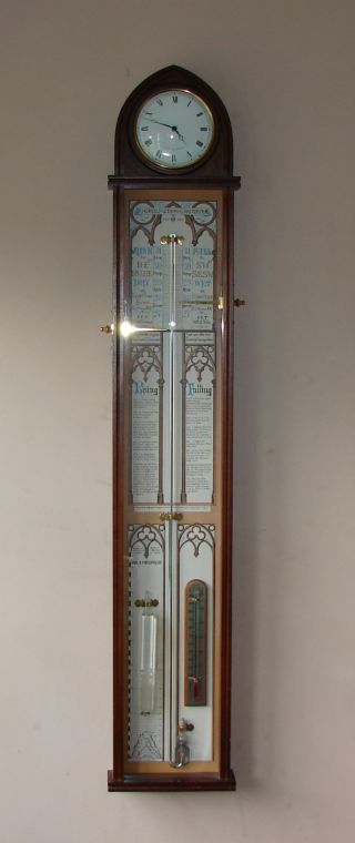 Reproduction Admiral Fitzroy Mahogany Longcase Stick Barometer Comitti Of London photo