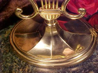 Rare Pair Brass Lyre Candlesticks Candle Holders photo