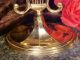 Rare Pair Brass Lyre Candlesticks Candle Holders Metalware photo 1