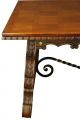 Large Vintage French Dining Table,  Renaissance Style,  Wrought Iron,  Parquet Top 1900-1950 photo 1