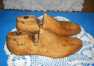 Vintage Pair Wooden Size 7 Shoe Factory Industrial Mold 649 Wood Last Form photo