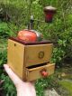 Antique Coffee Grinder German Sweet & Shabby Chippy Red Paint W/bakelite Top Primitives photo 10