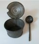 Antique 1894 Primitive Tin Pot With Wooden Handle & Tin Ladle Cooking Or Serving Primitives photo 6