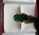 Chinese Asian Green Jade 14k Gold Diamond Ring Rings photo 2