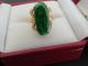 Chinese Asian Green Jade 14k Gold Diamond Ring Rings photo 5
