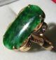 Chinese Asian Green Jade 14k Gold Diamond Ring Rings photo 6
