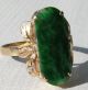 Chinese Asian Green Jade 14k Gold Diamond Ring Rings photo 7