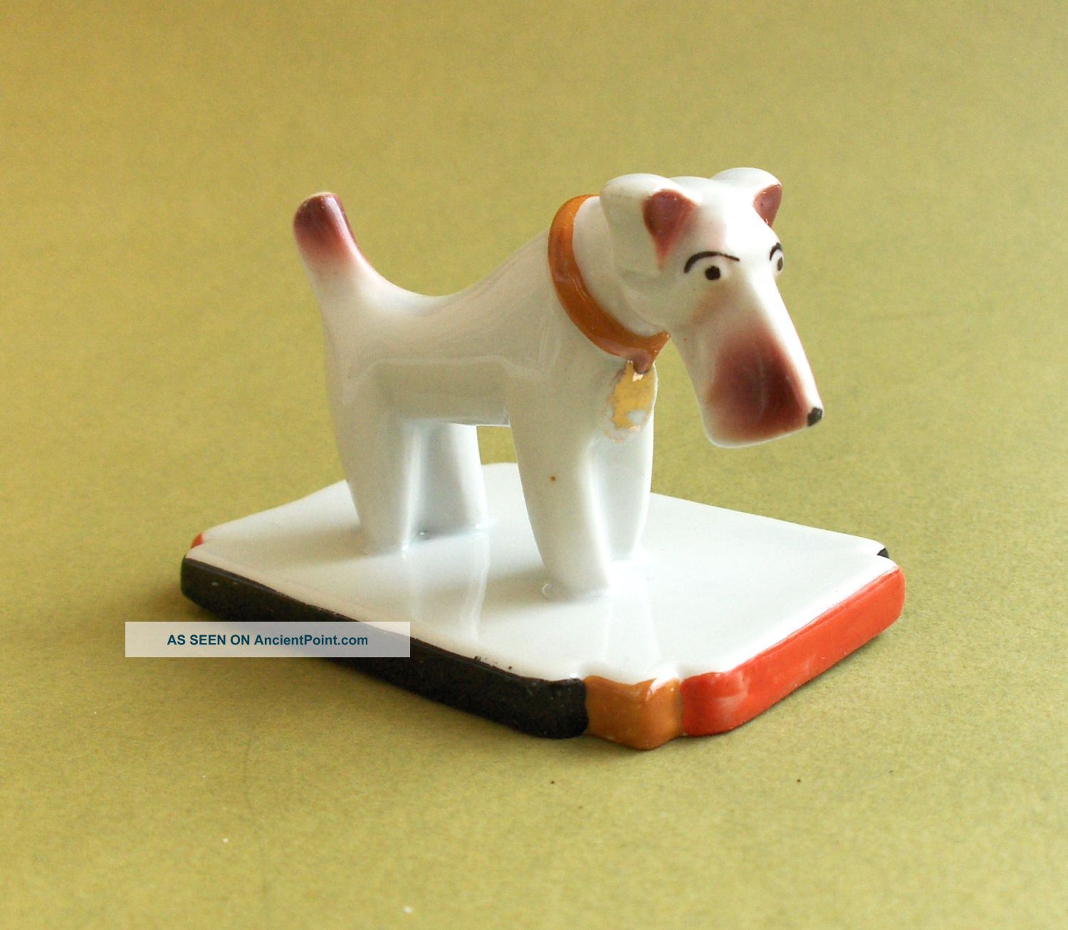 Vintage Old J P Porcelain Fox Terrier Dog Winner Art Figurine Figurines photo