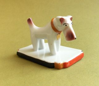 Vintage Old J P Porcelain Fox Terrier Dog Winner Art Figurine photo